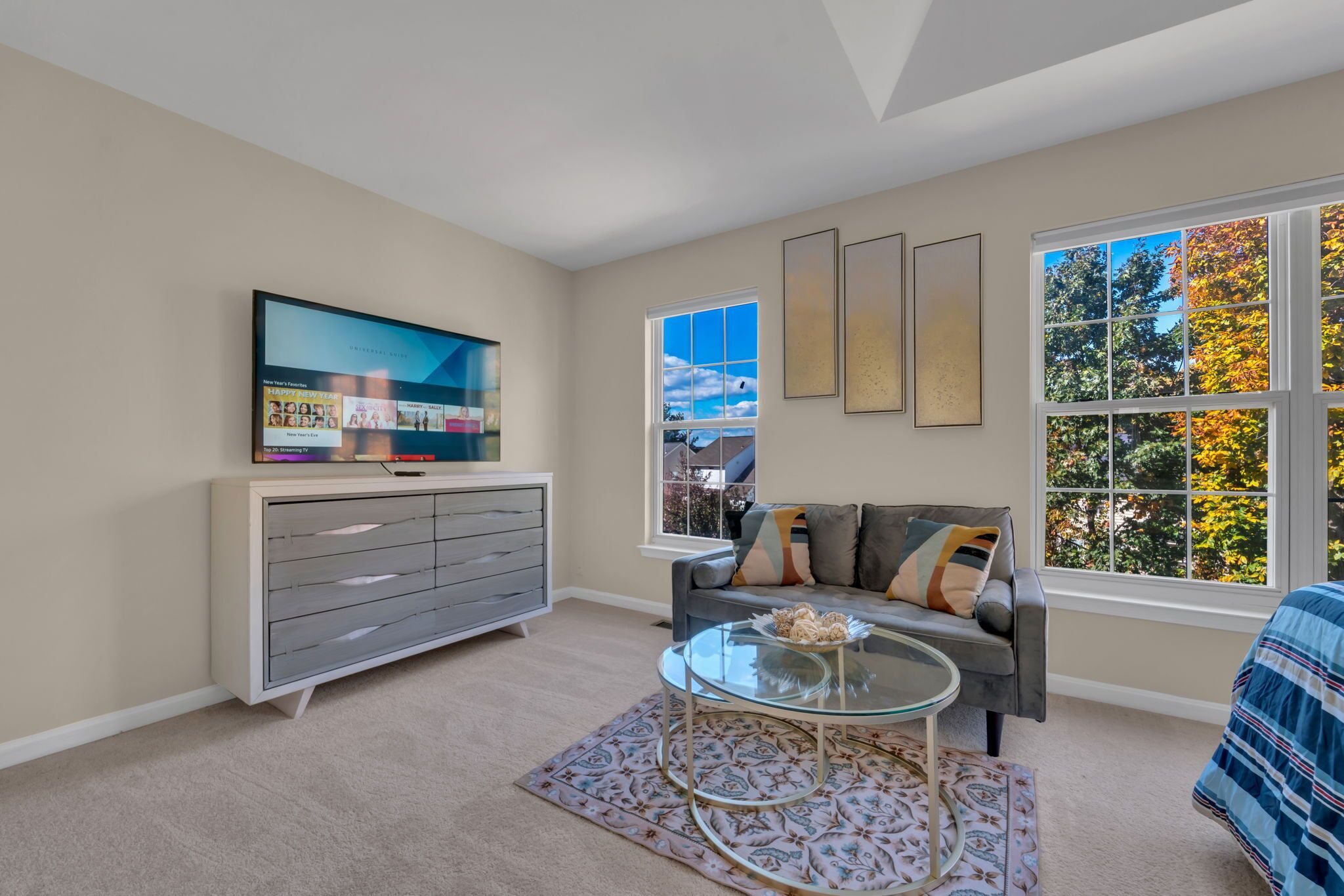 Smart TV, foosball, books, computer monitors