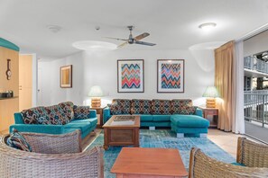 Apartment | Living room - Stylish 3BR Oceanfront Stay by Mooloolaba Esp (Sunshine Coast)