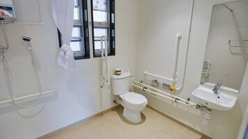 Comfort Quadruple Room, City View | Bathroom | Shower, free toiletries, hair dryer, towels
