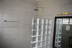 Regadera, secadora de cabello, bidet, toallas 