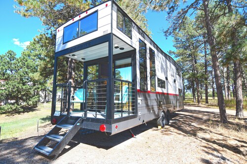 The Ponderosa Perch, a modern tiny home nestled in the pines of Elizabeth