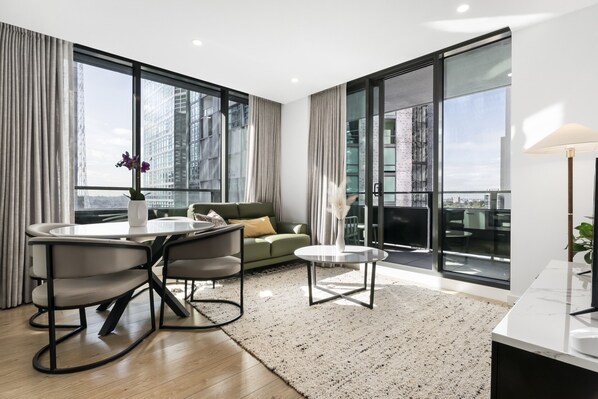 Apartment | Living room - Sleek Southbank 2-bed Apartment With Balcony Views (Melbourne)