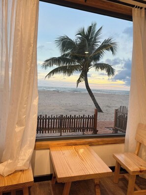 Bungalow, balcon, vue plage