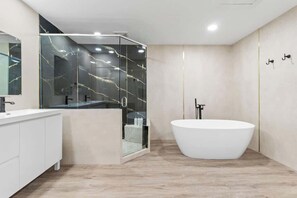 Douche, sèche-cheveux, shampoing