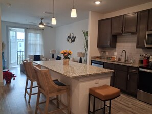 Fridge, microwave, oven, stovetop - Stylish 1BR Retreat with Luxury Amenities Near Beachfront Park & St. Augustine (Saint Johns)