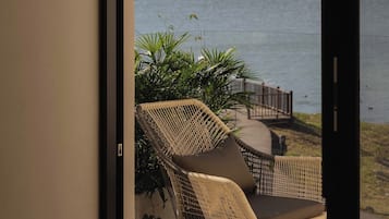 Comfort Double Room, Ocean View | Desk, laptop workspace, blackout drapes, soundproofing