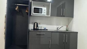 Fridge, microwave, coffee/tea maker