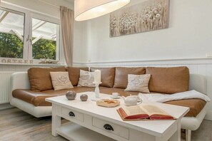 Smart TV, lareira, DVD player, livros