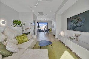 Apartment | Living area - Oceanview Luxury With Dedicated Workspace (Adelaide)