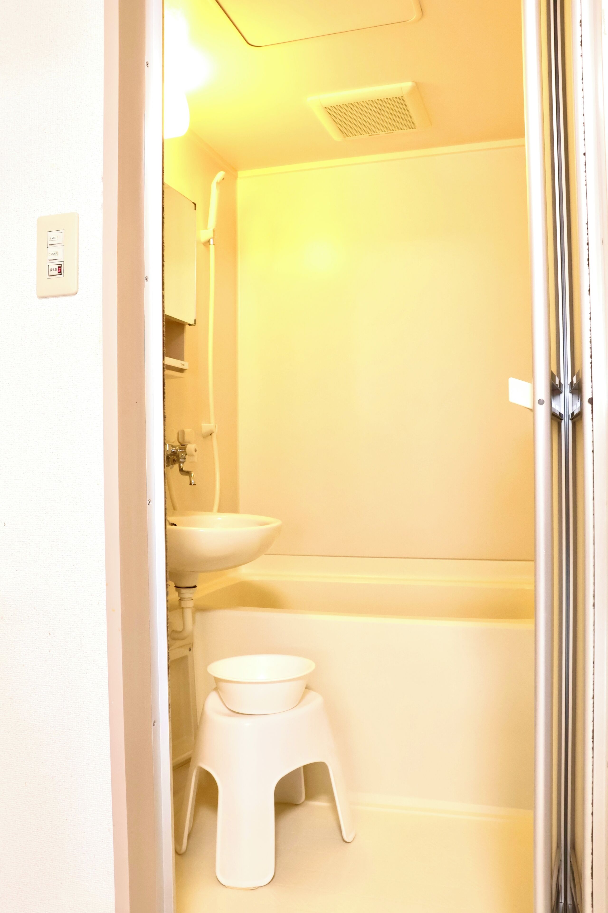 Hair dryer, bidet, towels, soap