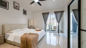 Luxury Suite, 3 Bedrooms, Balcony, City View | Hypo-allergenic bedding, desk, laptop workspace, blackout drapes