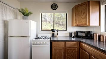 Frigorífico, microondas, placa de cocina y cafetera o tetera