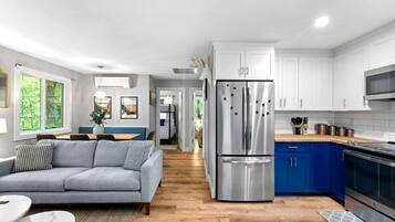 Fridge, dining tables