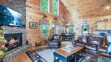 Smart TV, fireplace, stereo