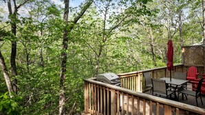 Outdoor dining - Enchanted Mountain Cabin Retreat with Woodland Serenity near Sleepy Creek Lake West Virginia (Gerrardstown)