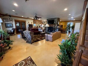 TV, fireplace, DVD player, video library