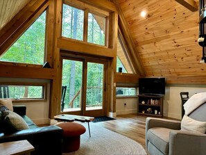 TV - Stylish Dog-Friendly A-Frame Retreat with Deck & Fire Pit in Dahlonega, Georgia (Dahlonega)