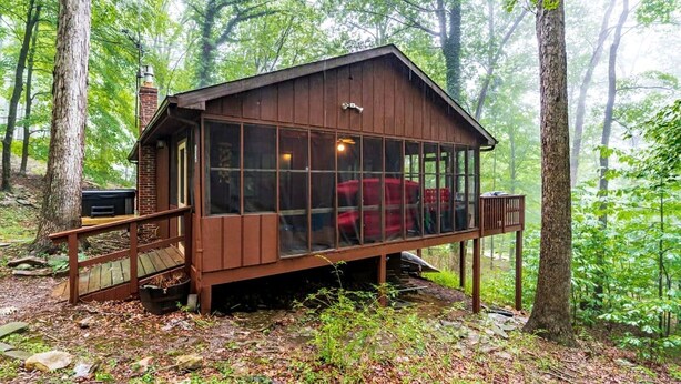 Unclassified image, 1 of 32, button - Private River Cabin with Hot Tub, Fire Pit, Screened Porch Loaded with Kayaks and Fun Games - Perfect for Your Great Cacapon, WV Adventure (Gran Cacapon)