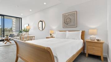 Apartemen | 1 kamar tidur, setrika/meja setrika, dan seprai linen