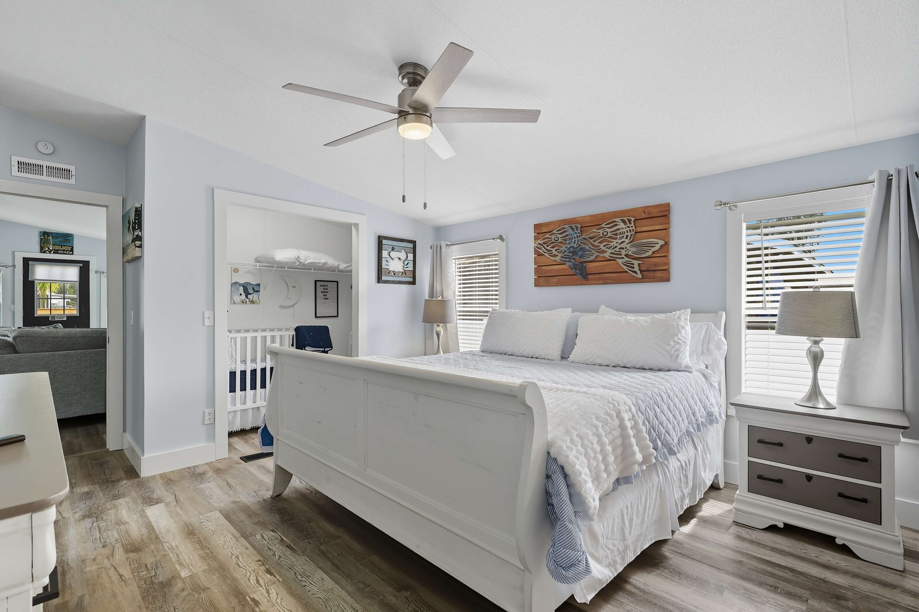 Desk, iron/ironing board, travel crib, free WiFi