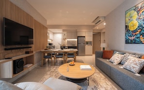 Premium Apartment, 3 Bedrooms, Bathtub, City View | Living area - Zenity Apartment Luxury Ruby (Ho Chi Minh)