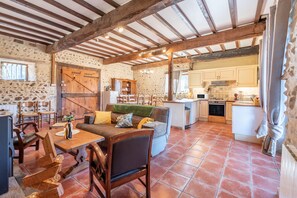 TV, fireplace - Holiday Home 'Tomettes' with Mountain View, Wi-Fi and Air Conditioning (Peyraube)