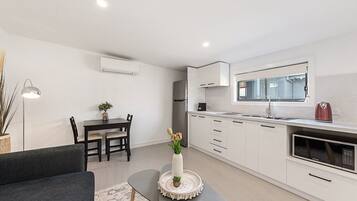 Apartment | Private kitchen | Fridge, microwave, coffee/tea maker, electric kettle