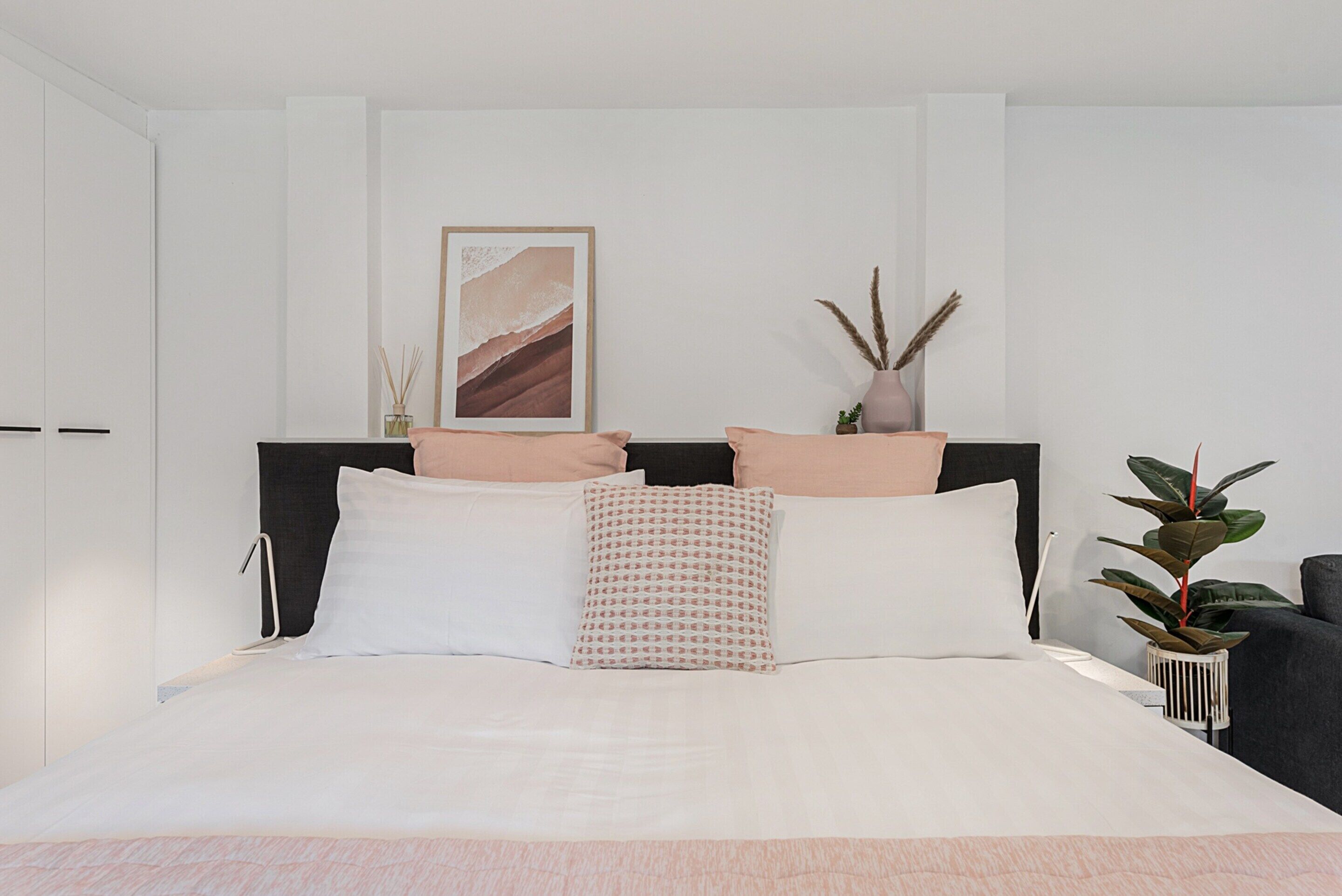 1 bedroom, laptop workspace, iron/ironing board, bed sheets