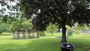 A grassy outdoor area with a barbecue grill. - Jackson Home w/ Fire Pit: Near Parks & Downtown! (Jackson)