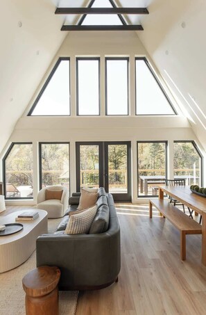TV, fireplace, video games, books - AFTON PEAK • Resort-Style Luxury A-Frame Retreat (Faber)