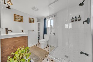 Shower, bidet, towels, soap