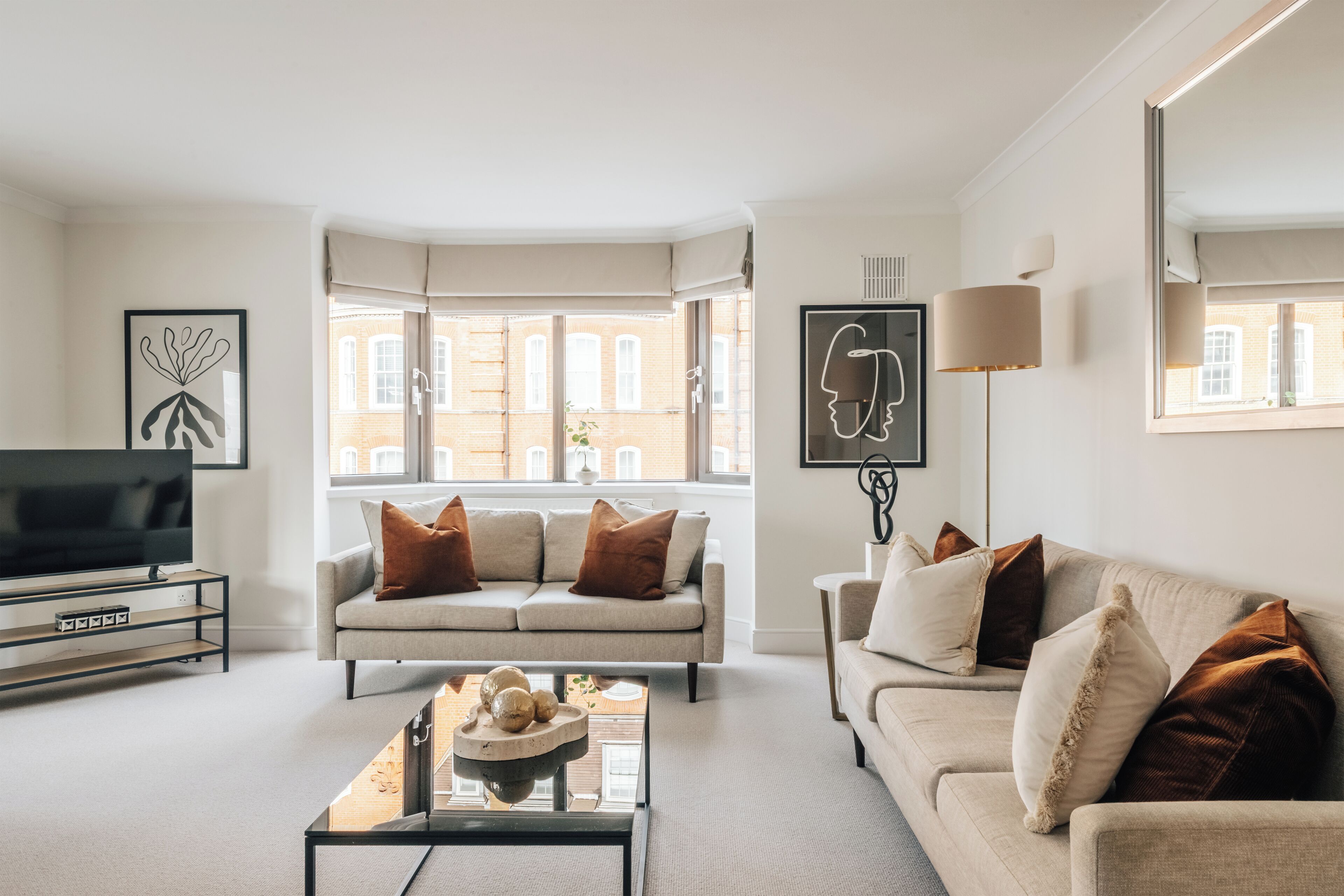 Deluxe Apartment, 2 Bedrooms, Kitchen | Living area | 43-inch Smart TV with digital channels