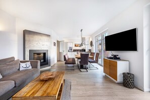 TV, fireplace, video games, DVD player