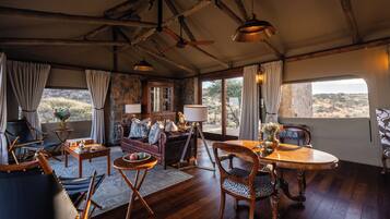 Presidential Suite, Patio, Mountain View | Living area | Fireplace