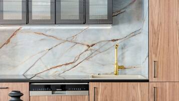 Apartment | Private kitchen | Fridge, microwave, oven, stovetop