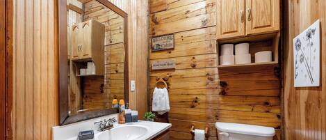 Shower, towels, toilet paper