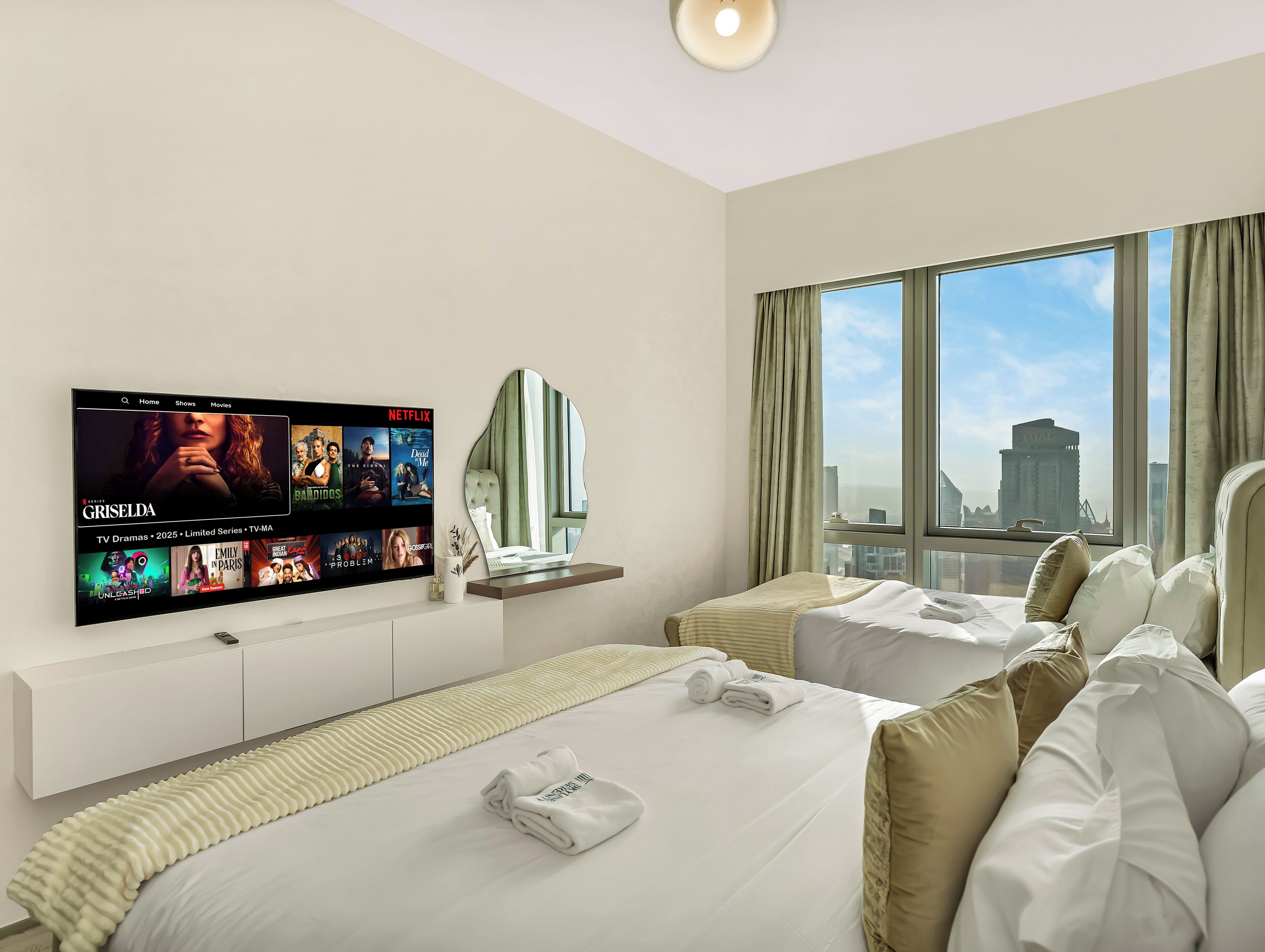 Blackout curtains, soundproofing, free WiFi