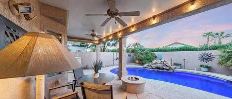 Piscine extérieure, piscine chauffée