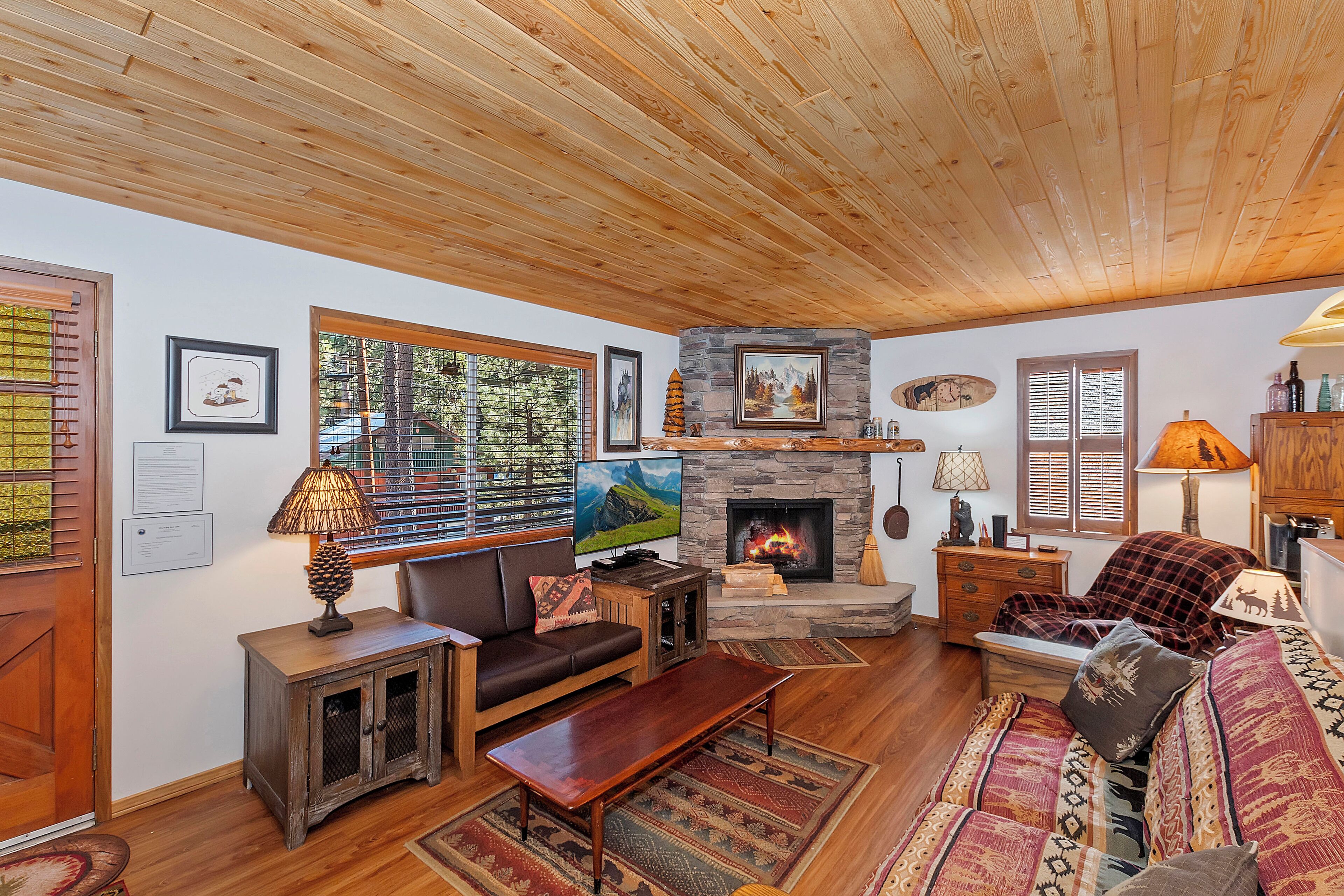 智能電視、壁爐、書籍