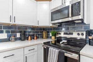 Microwave, stovetop, dishwasher