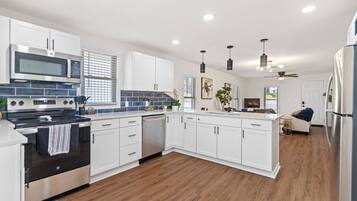 Microwave, stovetop, dishwasher