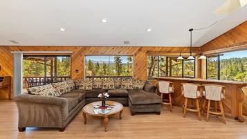 TV, fireplace, foosball