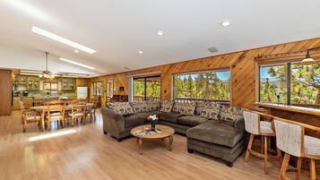 TV, fireplace, foosball