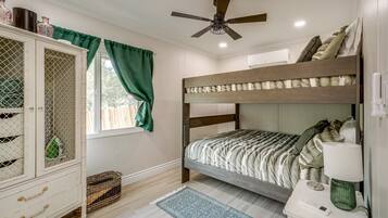 2 bedrooms, iron/ironing board, travel crib, free WiFi