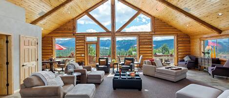 Smart TV, fireplace, video games, DVD player