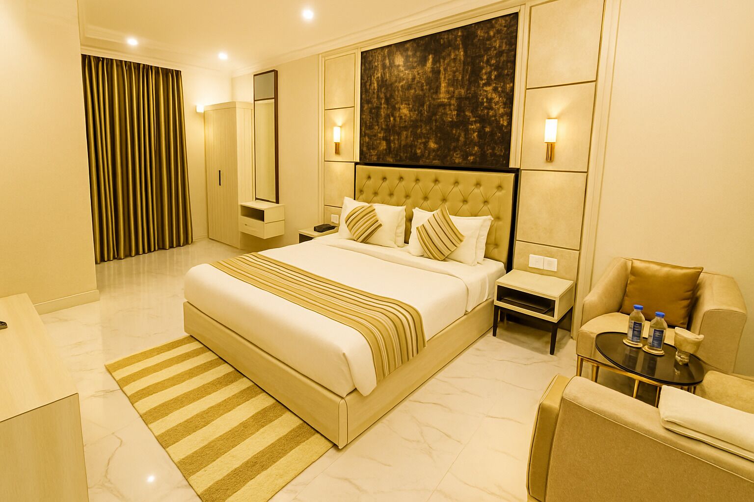 디럭스 더블룸 | 고급 침구, 메모리폼 침대, 책상, 노트북 작업 공간