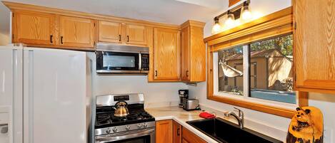 Fridge, microwave, oven, dishwasher