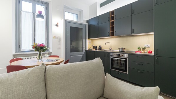 Classic Apartment (1 Bedroom) | Private kitchen | Microwave, oven, electric kettle