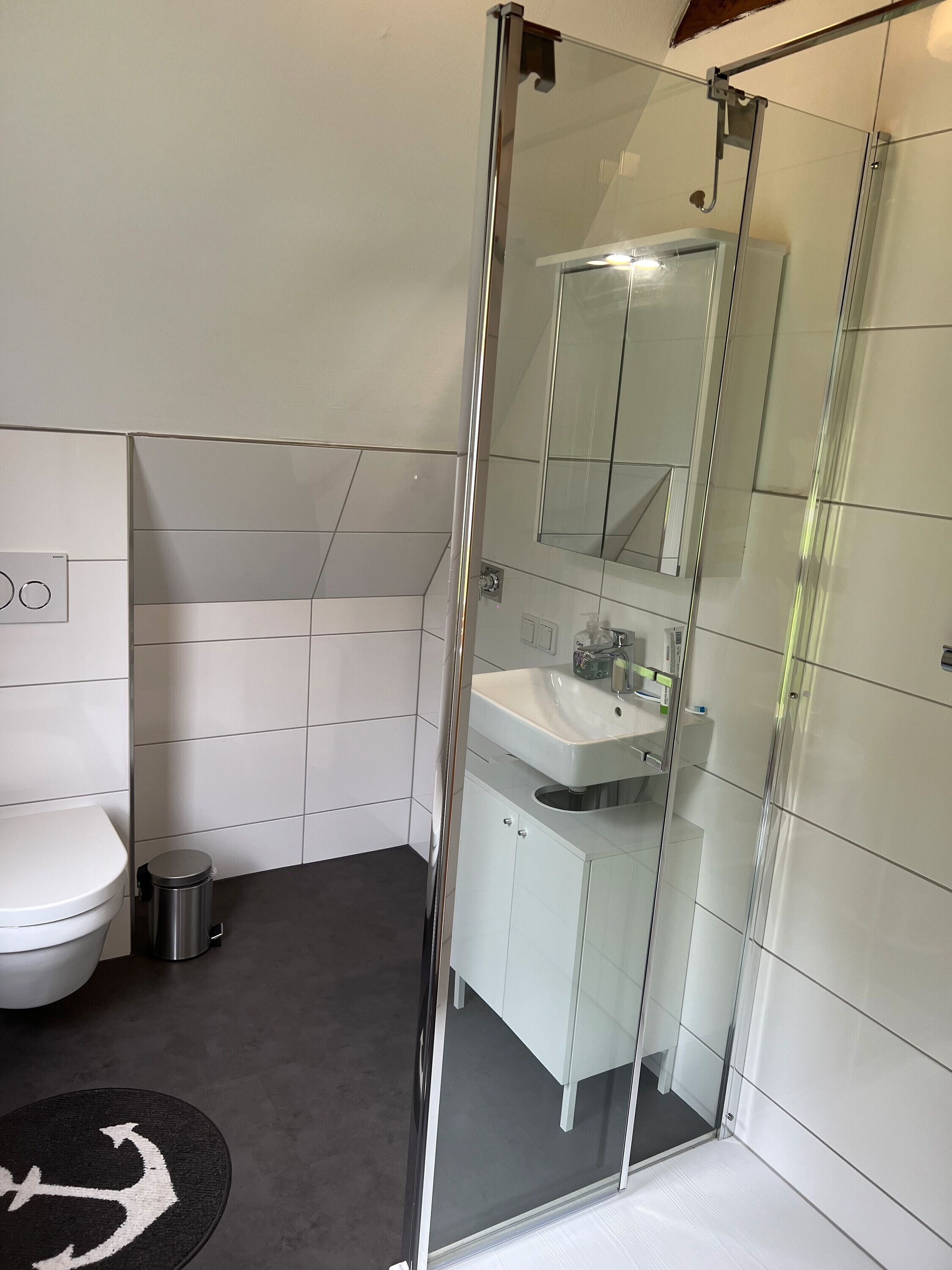 Douche, sèche-cheveux