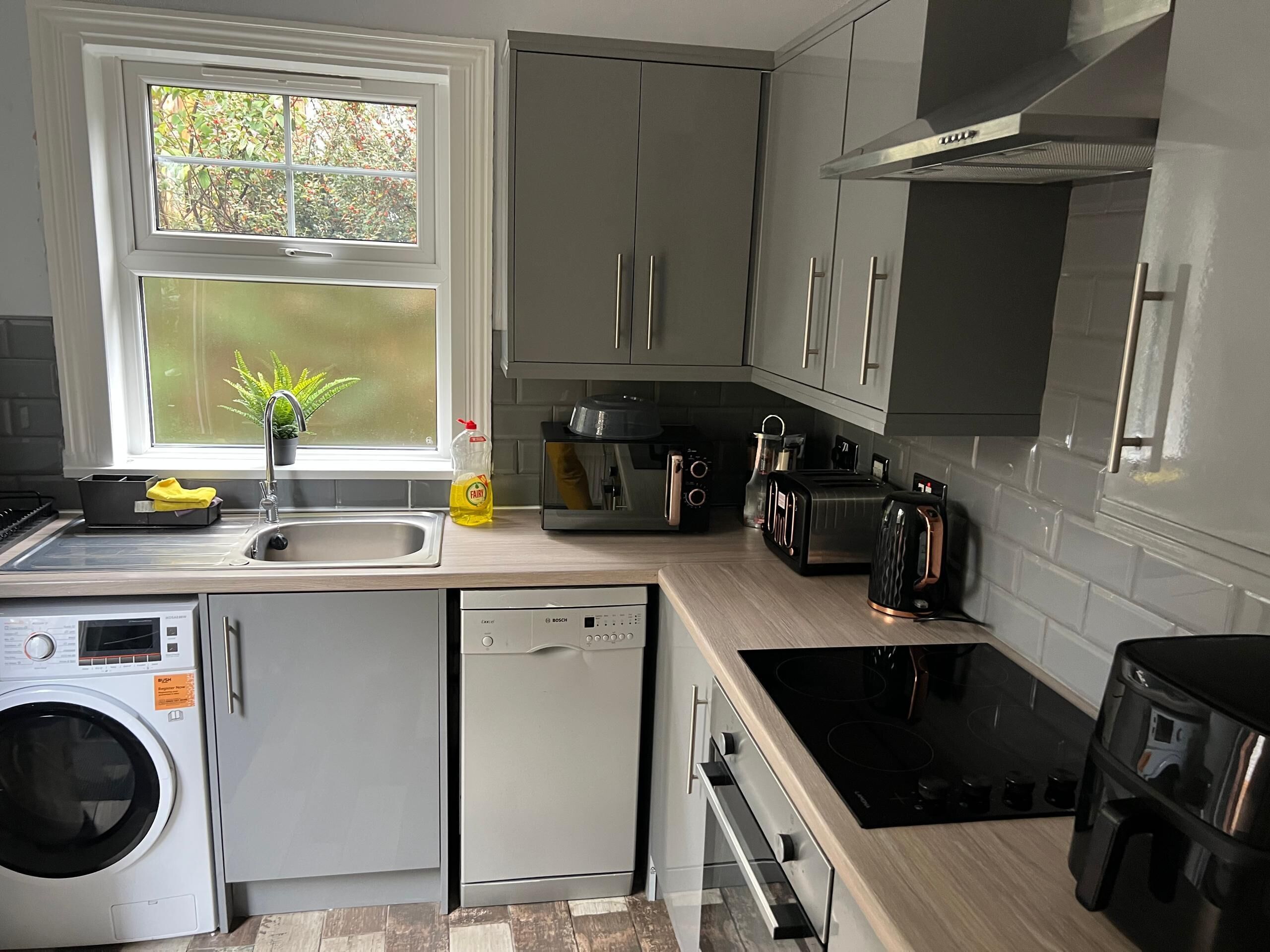 Microwave, oven, stovetop, dishwasher